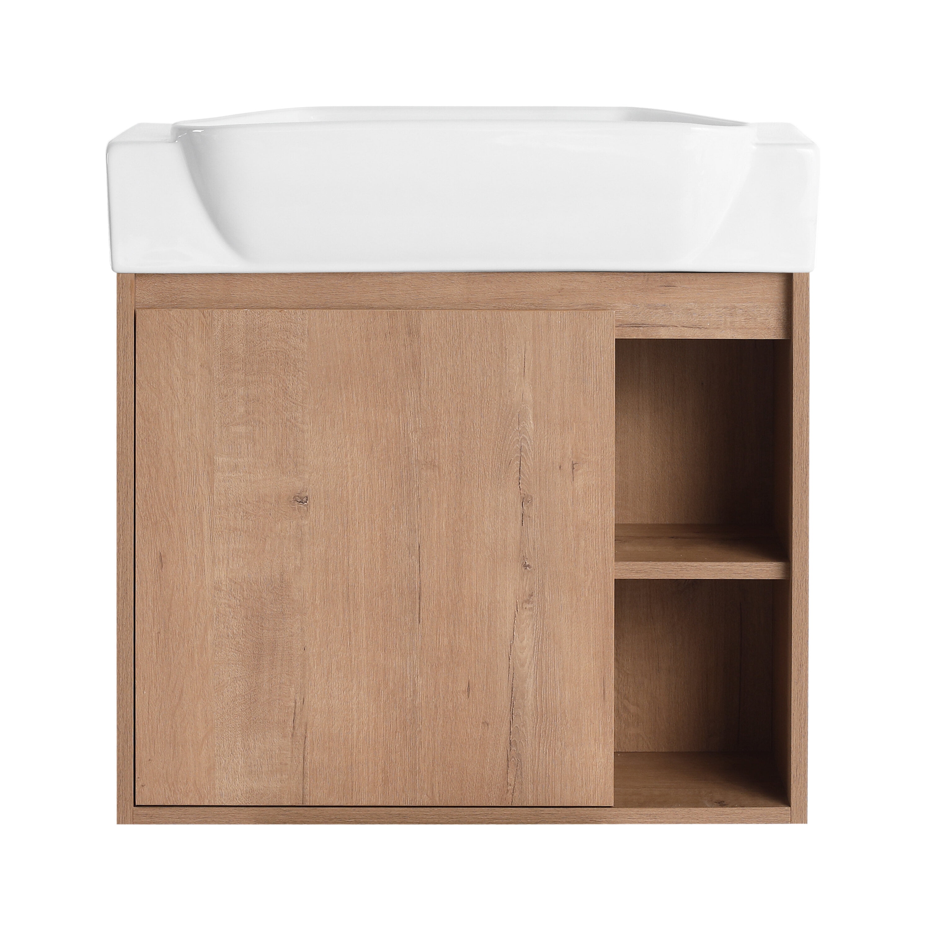 Modern Bathroom Vanity 24'' Wall-Mounted Bathroom Vanity with White Ceramic Sink & Soft-Close Door, KD-Packing,Wooden Bathroom Vanity