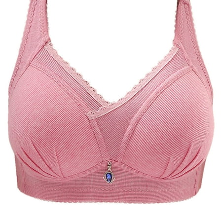 Yyeselk Full Coverage Bra for Women Plus Size Comfort Push Up Wireless Bra Breathable Everyday No Underwire Brassiere Wide Back T-Shirt Bras Pink XXL