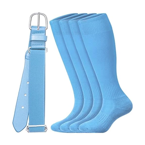 EryueerBaseball Socks and belt Combo Set Men's Baseball Belt with Softball Sock Elastic Waist Belts