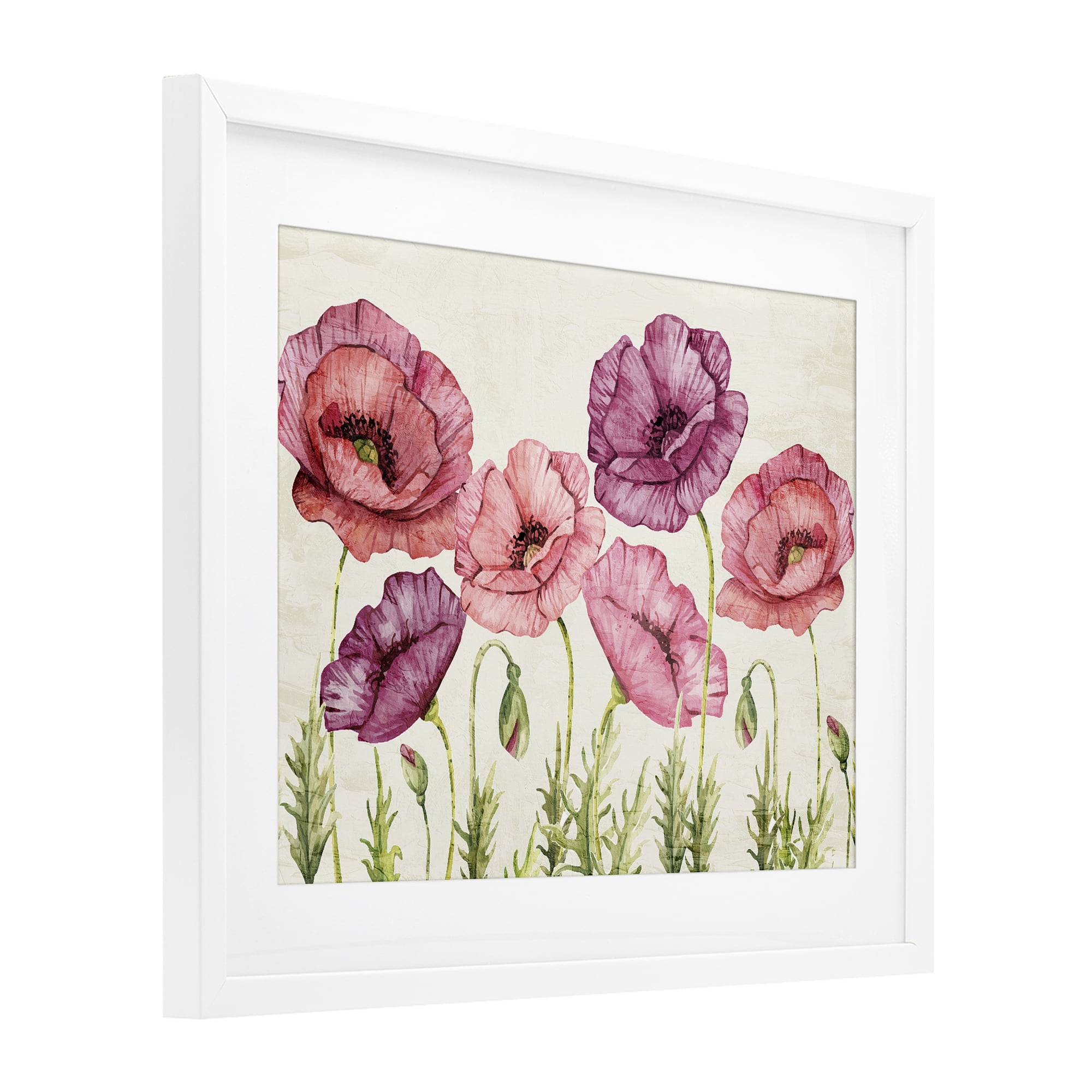 Stupell Industries Poppy Days Vintage Blooms White Framed Print Under Glass, design by Kim Allen