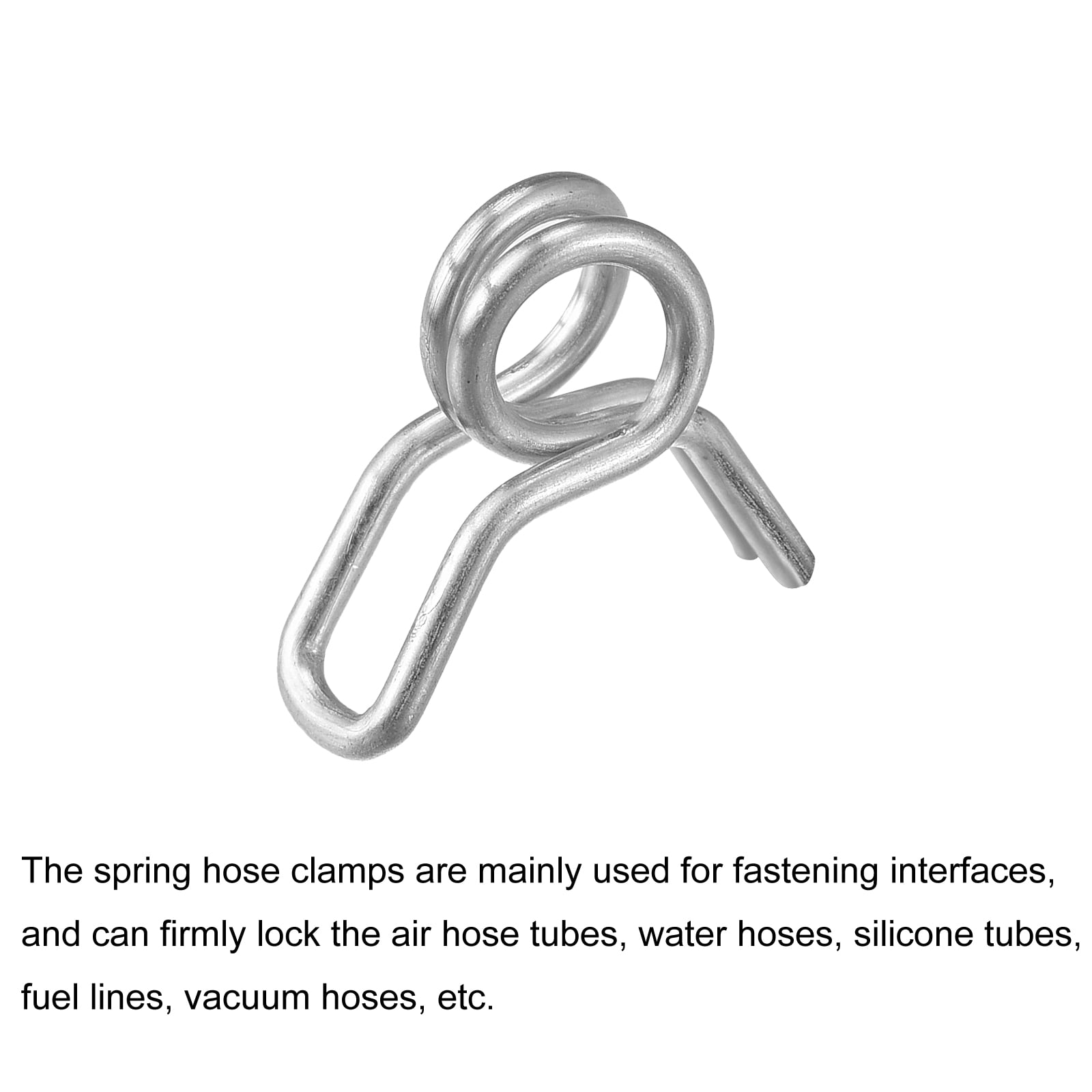 Unique Bargains Double Wire Spring Hose Clamp 304 Fuel Line Clips 0.47"x0.47"x0.14"