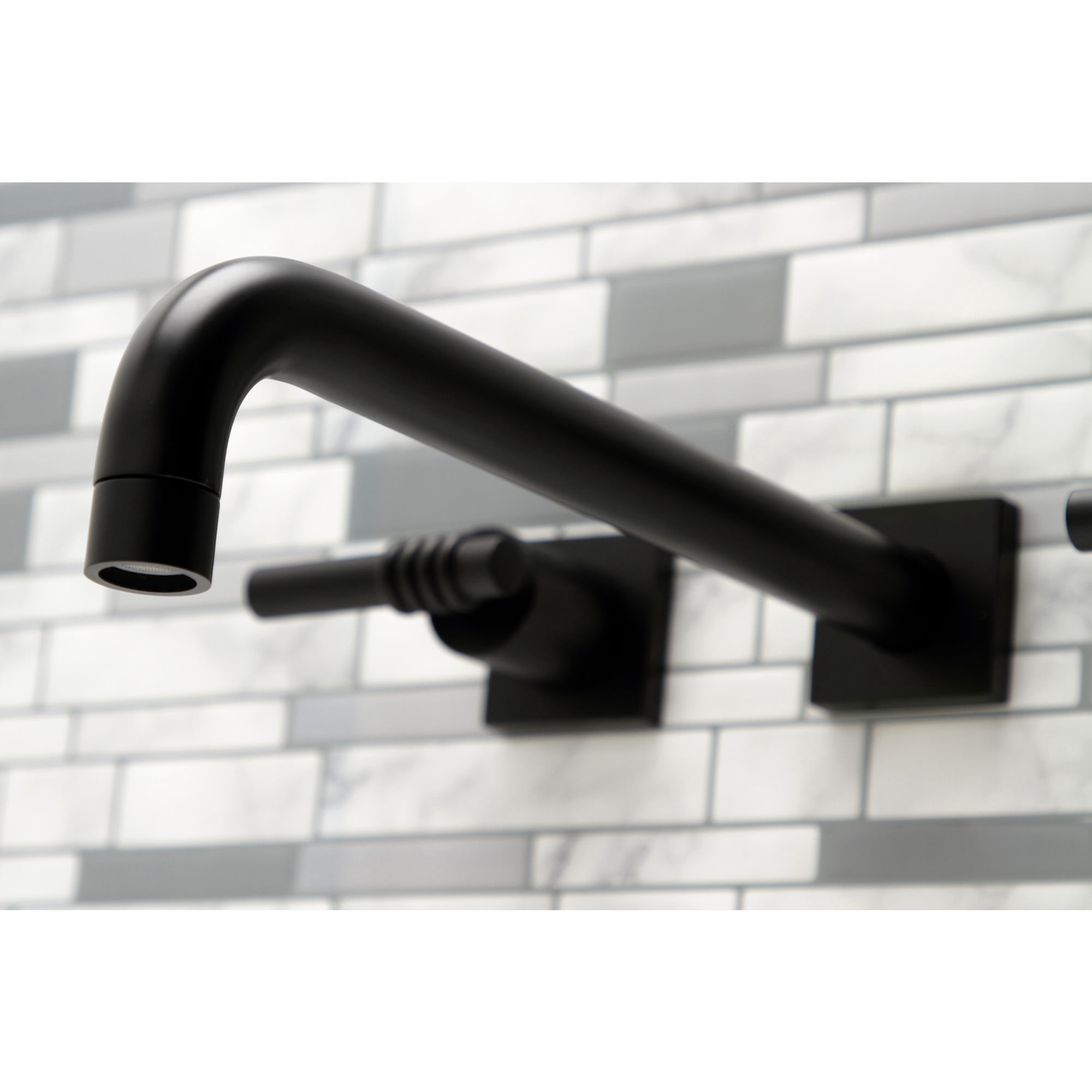 Kingston Brass KS6050ML Milano Two-Handle 3-Hole Wall Mount Roman Tub Faucet in Matte Black