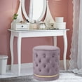 thumbnail image 3 of Joveco Round Velvet Ottoman Footstool, Modern Upholstered Button Tufted Footrest Vanity Stool,Purple, 3 of 5