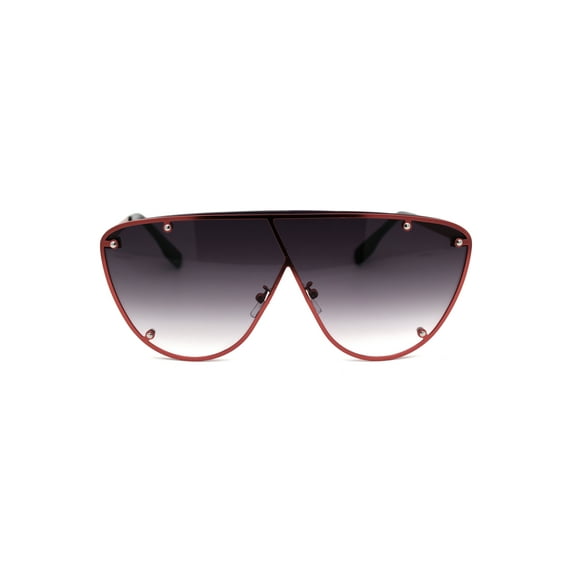 Womens Metal Rim Flat Top Mobster Shield Diva Sunglasses Red Smoke