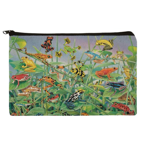 Colorful Rainforest Tree Frogs Just Hanging Around Pencil Pen Organizer Zipper Pouch Case