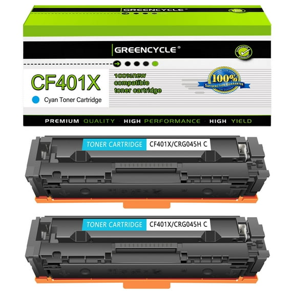 greencycle 2 Pack 201X CF401X Compatible Toner Cartridge Replacement for HP 201X 201A CF401X CF401A Cyan Toner Works on Color MFP M277dw M252dw M277n M277c6 Printer