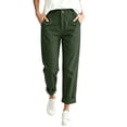 thumbnail image 2 of Hueook Womens Golf Pants Lounge Work S High Waisted Straight Leg Cotton and Linen Pants with Flared Casual Point Pocket Pants Army Green XL, 2 of 8