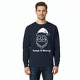 thumbnail image 4 of Gildan Keep It Merry Design Sweatshirt for Men, White Christmas Print Crewneck Sweater, S, 4 of 5