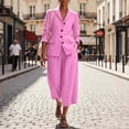 thumbnail image 6 of ZQUUVOU Two Piece Outfit Set for Women Linen V Neck Long Sleeve Button Blazer Shirt Wide Leg Cropped Pants Dress Casual Outfits Pink, 6 of 9