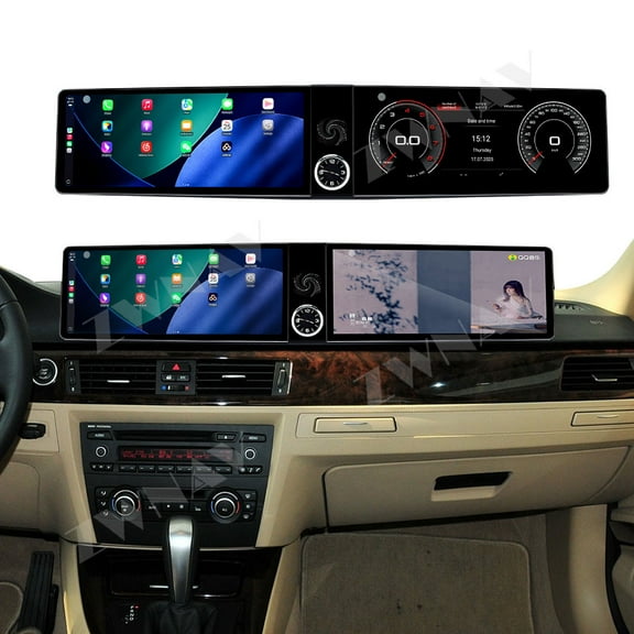 ZWNAV Dual Screen Android14 ID9 Car Radio Carplay Screen for BMW 3 Series E90 E91 E92 E93 2004-2011 Multimedia Player GPS Navigation Head Unit