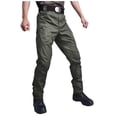 thumbnail image 2 of Dwellite Men's Stretch Pants Cargo Pants Lightweight Casual Hiking Outdoor Work Trousers with Zipper Pockets Army Green 3XL, 2 of 5