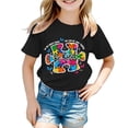 thumbnail image 2 of Girls Tops Autism Awareness Short Sleeve Ribbed Casual Tee Girls Clothes Black 2-3 Years, 2 of 4
