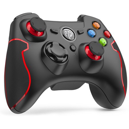 Lishive Wireless Gaming Controller for PC Windows/PS3/TV Box, USB 2.0/3.0 Video Gamepad with Dual Vibration, Turbo, Red