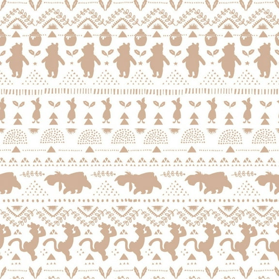 Camelot Fabrics Winnie the Pooh Silhouette Stripe White 100% Cotton Fabric sold by the yard