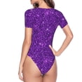 thumbnail image 4 of Naloa Purple Glitter Women's Short-Sleeved Onesie, One-Piece Swimsuit for Parties, dates, clubs - Small, 4 of 9