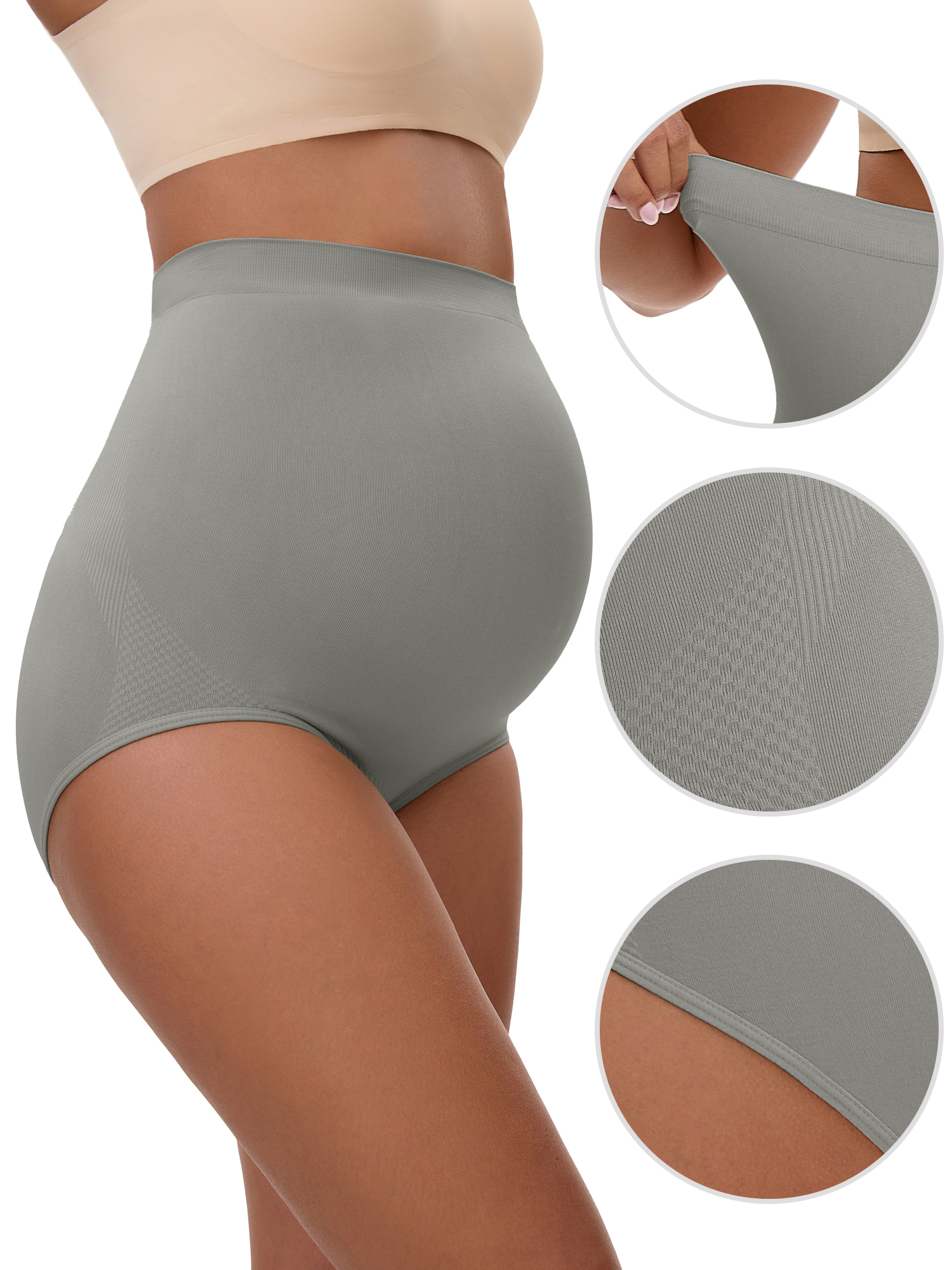 Unique Bargains Women's Maternity High Waist Briefs with Butt Lifter Design S Gray