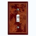 thumbnail image 1 of Metal Light Switch Plate Cover Elegant Burgundy Floral Damask Frame FRA038, 1 of 1