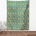 thumbnail image 4 of Animal Fabric by the Yard, Cat Faces Leaf Shaped Motifs Paw Footprints and Dots Art Illustration, Decorative Upholstery Fabric for Chairs & Home Accents, Dark Turquoise Multicolor by Ambesonne, 4 of 5