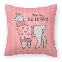 Caroline's Treasures "You Are So Loved" Llama Fabric Toddler Decorative Pillow, Pink