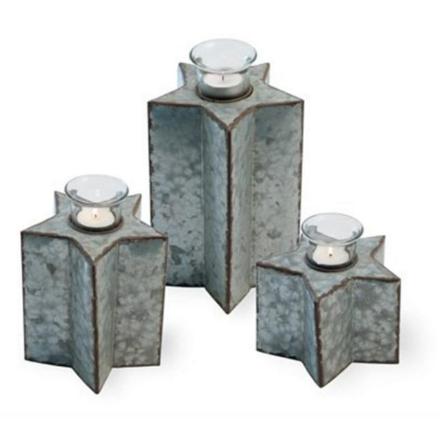 Boston International FAC18550 Tlight Rustic Metal Star - Set of 3