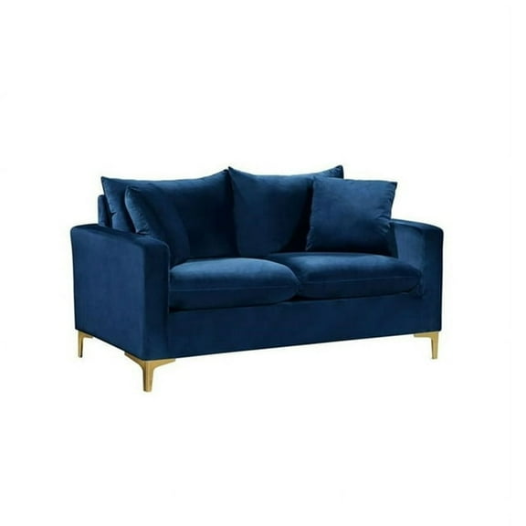 Velvet Loveseat Navy Blue Small Sofa Couch Living Room Seating