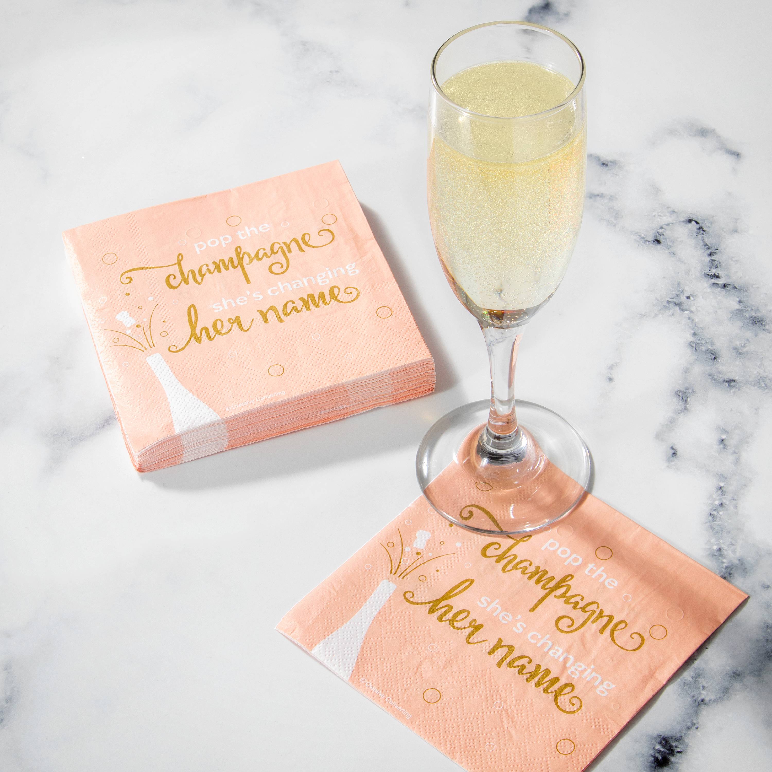 Pop the Champagne Pink and Gold Beverage Napkins, 30 Count by Way to Celebrate