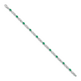 thumbnail image 2 of 14K White Gold Plated Diamond and Emerald Gemstone Bracelet, 2 of 5