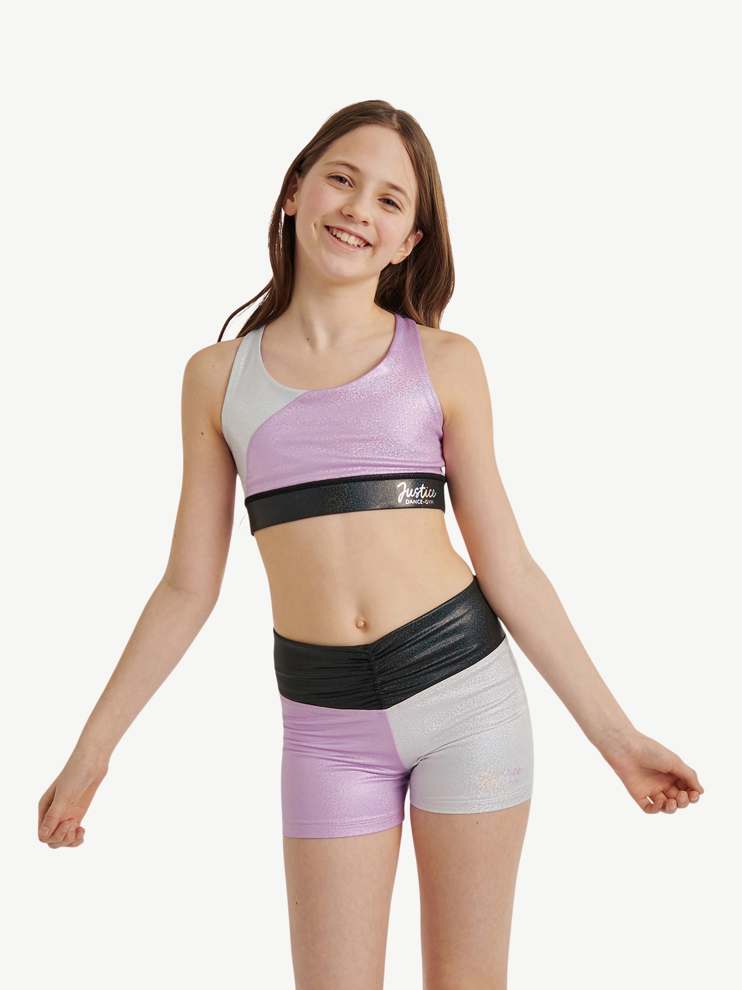 Justice Stretch Strappy Back Sports Bra for Girls, Sizes XS-XL