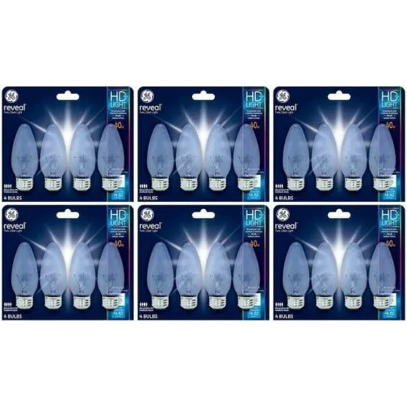 GE Reveal 40-Watt Dimmable B13 Decorative 64520 Incandescent Light Bulb, 24Bulbs