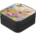 thumbnail image 2 of Coolnut Beautiful Wildflowers and Butterflies Travel Jewelry Case,Portable Small Jewelry Box, Necklace Earrings Travel Jewelry PU Leather Box,Christmas Gift for Women Girl Women Gifts, 2 of 7