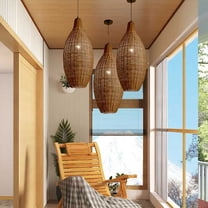 Arturesthome Rustic Vintage Dining Room Rattan Pendant Light