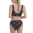 thumbnail image 5 of High Waisted Bikini Sets For Women, Simple Hand Painted Deer Red White Swimsuits Tummy Control, Two Pieces Bathing Suit, 5 of 8