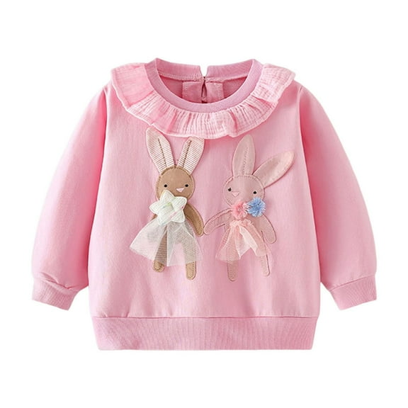 Jamsmile Toddler Girls Sweatshirts Cute Rabbit Print Hoodie Long Sleeve Pullover Sweatshirts Autumn Winter Casual Soft Child Girls