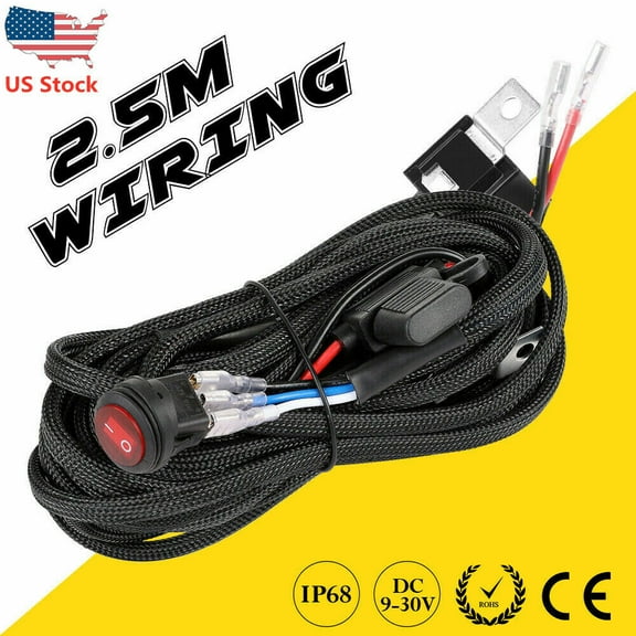 1X Wiring Harness Kit 12V 40A Fuse Relay ON/OFF Rock Switch For LED Light Bar US