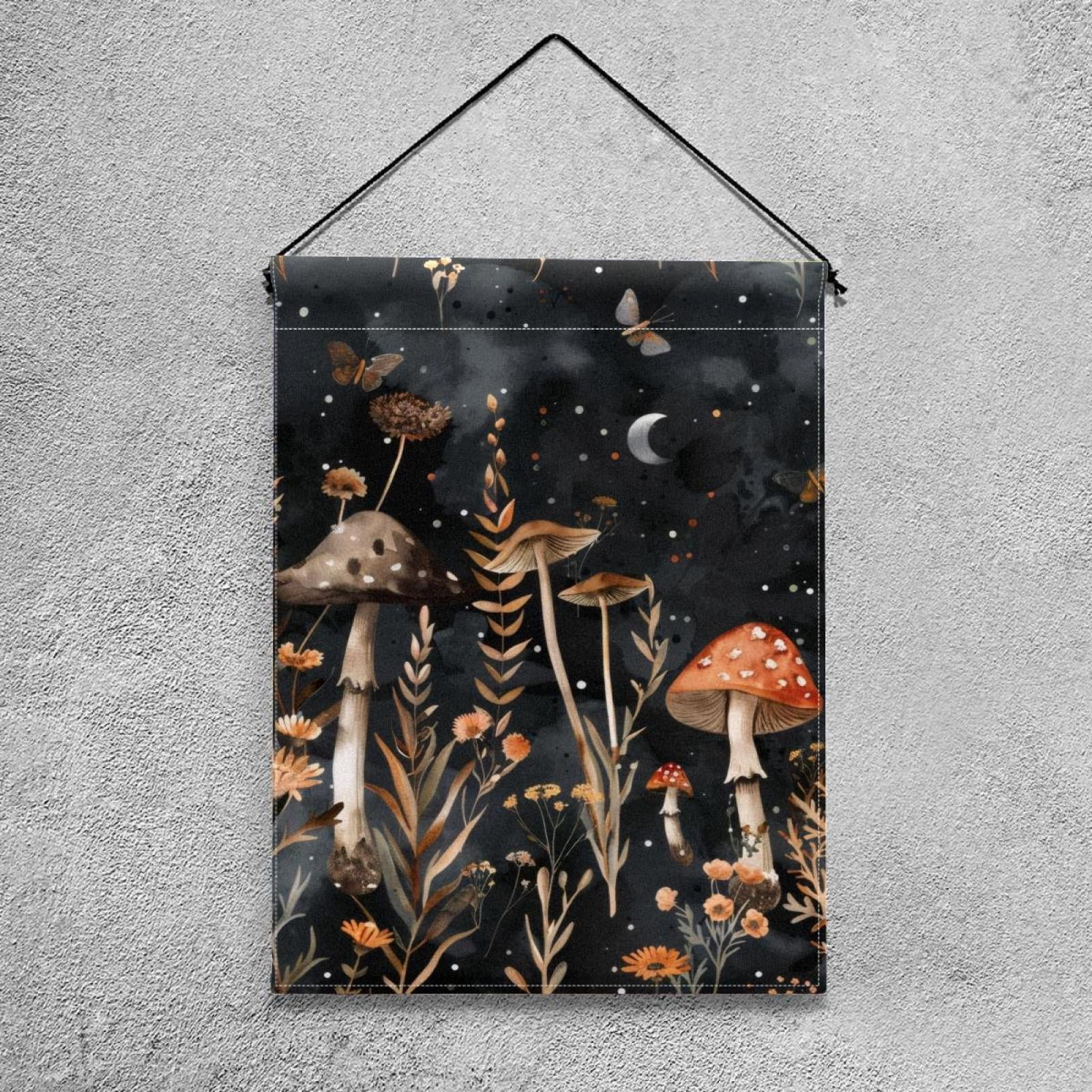 Moonlit Plants Botanical Mushroom Flowers Double Sided Garden Flag Decorative Weather Resistant Yard Flag, Large DIY Vertical Flag for Farmhouse Patio Lawn, 28x40 Inch