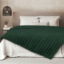 Regal Living Luxury Reversible Textured Stripe Faux Fur & Velvet Throw, Deep Forest Green, 50" x 70"
