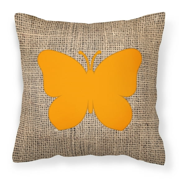 Carolines Treasures BB1047-BL-OR-PW1818 Butterfly Burlap and Orange Canvas Fabric Decorative Pillow BB1047 18H x18W