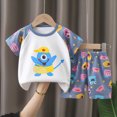 thumbnail image 2 of KPOPLK Toddler Baby Boy Summer Clothes Duck Print Short Sleeves T-Shirt Elastic Fashion PatternShorts 2 Piece Outfit(Pink,12-18 Months), 2 of 4