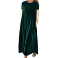 thumbnail image 1 of adviicd Robes Mignonnes pour Femmes Robe à Manches Courtes Évasées Col en V Taille Élastique Smockée Ourlet à Volants Mini Robe Verte,G, 1 of 5