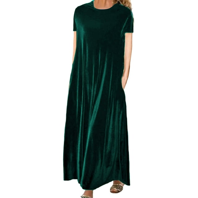 adviicd Robes Mignonnes pour Femmes Robe à Manches Courtes Évasées Col en V Taille Élastique Smockée Ourlet à Volants Mini Robe Verte,G