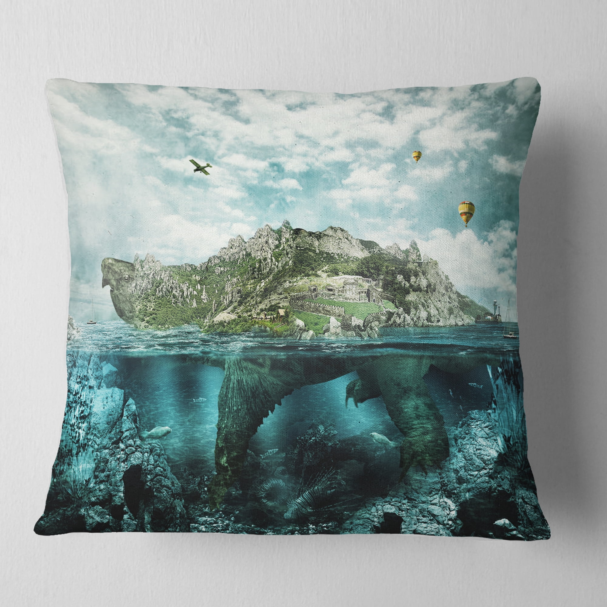 Designart Island Like Large Fantasy Turtle - Animal Throw Pillow - 18x18