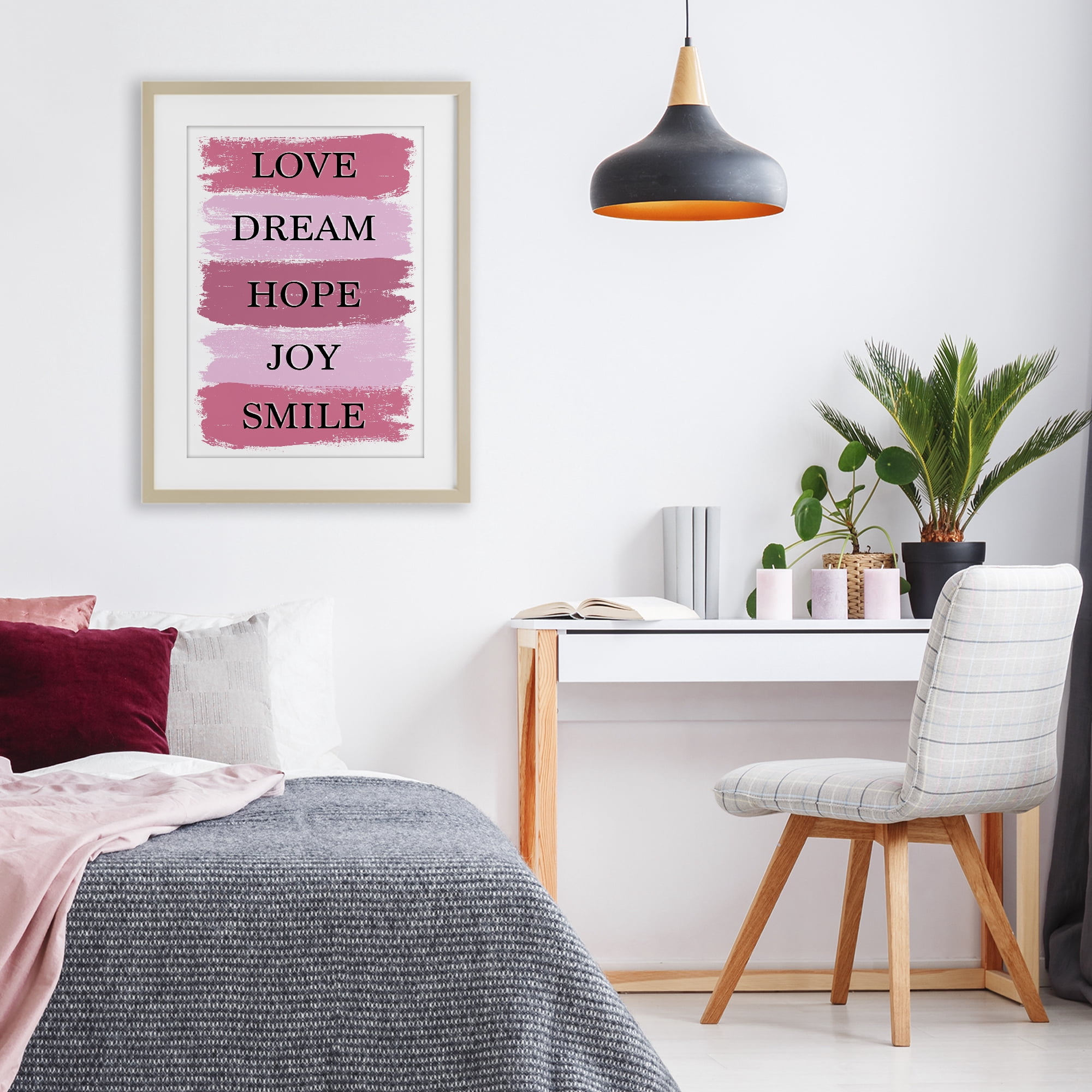 Stupell Industries Love Dream Hope Joy Smile Birch Framed Print Under Glass, design by Martina Pavlova