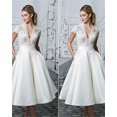 thumbnail image 2 of Vestido de fiesta de manga corta con cuello en V, costura de encaje blanco, temperamento de moda europea y americana, nuevo estilo de verano, 2 of 3