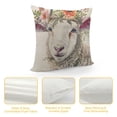 thumbnail image 4 of Qinduosi Pack Farmhouse Cute Animals Pillow Covers Watercolor Baby Pigs Goats Sheep with Flowers Leaves Wreath Print Throw Pillow Case Linen Home Chair Cushion Cover  (Pig Sheep), 4 of 5