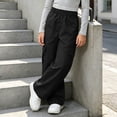 thumbnail image 6 of SGFCWSX Girls Cargo Pants, Wide Leg Elastic Waist Loose Fit Trousers with Pockets for Daily Street Style Black Size 5T, 6 of 8