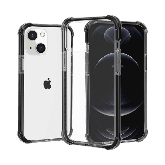 For iPhone 13/14 Acrylic Tough 2.5mm Transparent ShockProof Hybrid Case Cover - Black