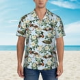 thumbnail image 4 of Daiia Mallard Ducks And Roses Hawaiian Shirt for Men Gentle Cotton Regular Short Sleeve Casual-3X-Large, 4 of 9