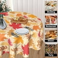 thumbnail image 2 of Nappe Ronde Feuille d'Automne 60 Pouces Récolte d'Automne Feuilles d'Érable Nappe de l'Action de Grâce Nappe en Polyester pour Fête Cuisine Salle à Manger Intérieur Extérieur, 2 of 6