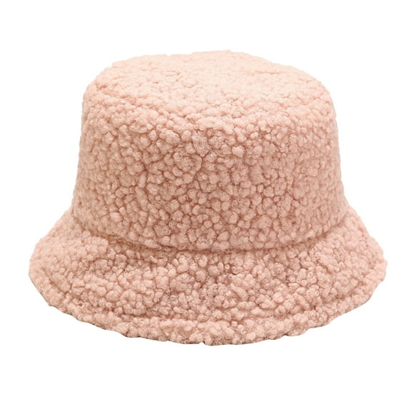 Baberdicy Hat Winter Faux Fluffy Cow Print Bucket Hats Women Outdoor Warm Sun Hat Soft Velvet Fisherman Cap Lady Panama Female Bucket Hat Pink