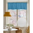 thumbnail image 4 of Teal Blue Linen Curtain Valance for Bedroom/Bathroom/Kitchen/Living/Dining Room Window,Modern Abstract Minimalist Coastal Ocean Wave Color Pocket Topper Drapes Decorative Cafe Drapery Panel 54"x18", 4 of 6